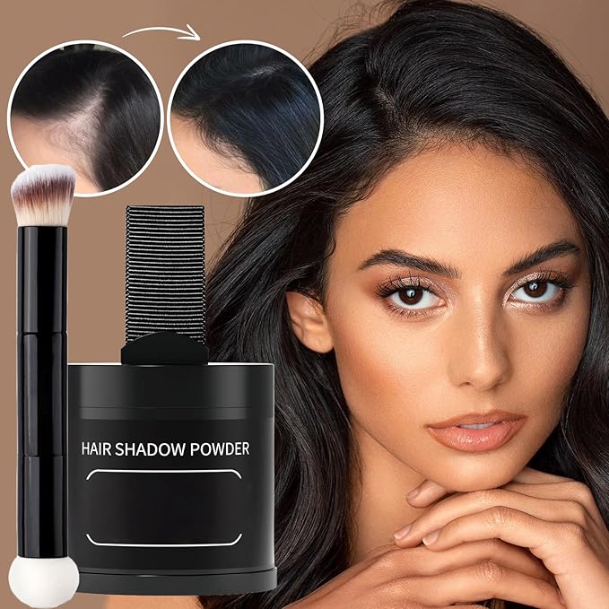 Gowwim Root Touch up Powder, Instantly Gray Hair Cover up Hairline Powder for Women & Men Waterproof and Sweatproof Root Cover Up Long-Lasting for Thinning & Loss Hair (Black6, 10G+1)