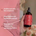 Eve Hansen Organic Rose Water Spray for Face | Huge 8 oz Moroccan Rosewater Face Toner and Makeup Setting Spray | Soothing Neck and Face Mist to Reduce Eye Puffiness, Dark Circles and Redness