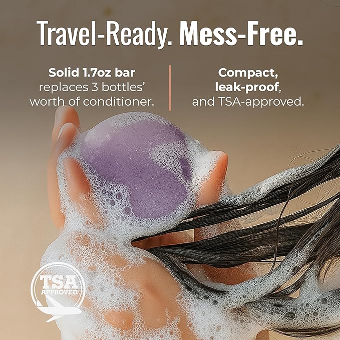 Oasis Conditioner Bar, Vegan Solid Hair Conditioner for Gray & Frizzy Hair, with Plumeria, Jasmine, Sandalwood, Coconut, Mandarin, Zero Waste, Travel-Friendly