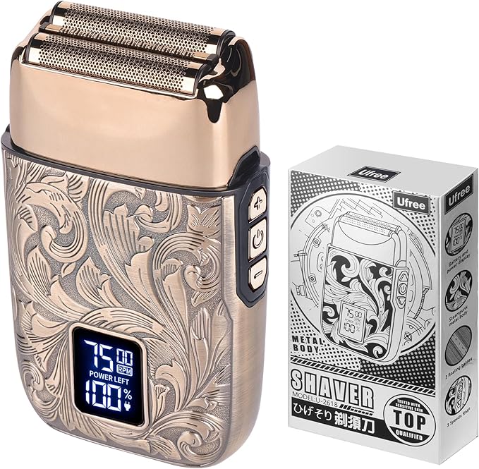 Ufree Close Shave Electric Foil Shavers for Men, 3-Speed Electric Razor, Bald Head Shavers, Face Shaving Beard Trimmer with LCD Display, Gifts for Men