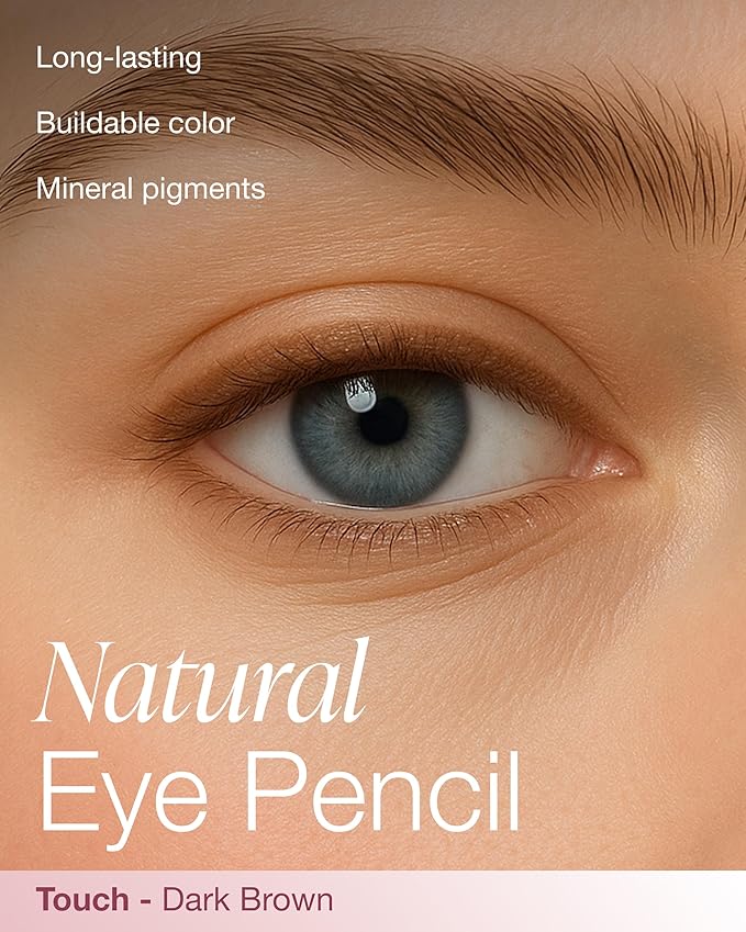 Mineral Fusion Eye Pencil (Dark Brown - Touch) - Eyeliner with Soothing Chamomile, Meadowfoam & Vitamin E - Smooth & Long Lasting, Hypoallergenic, Non-Irritating Eye Makeup