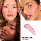 Sacheu Cheek STAY-N Liquid Blush for Cheeks — High Pigment, Buildable, Lightweight Cream Blush for Dewy & Radiant Flushed Cheeks — Long-lasting & Cruelty Free (I'm Cute)