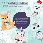 SpaLife Beauty Winter Wonder Animals Christmas Face Mask Bundle | Korean Facial Masks | Hydrating, Firming and Glowing Sheet Mask Set | Christmas Gifts for Women | 12 Pack