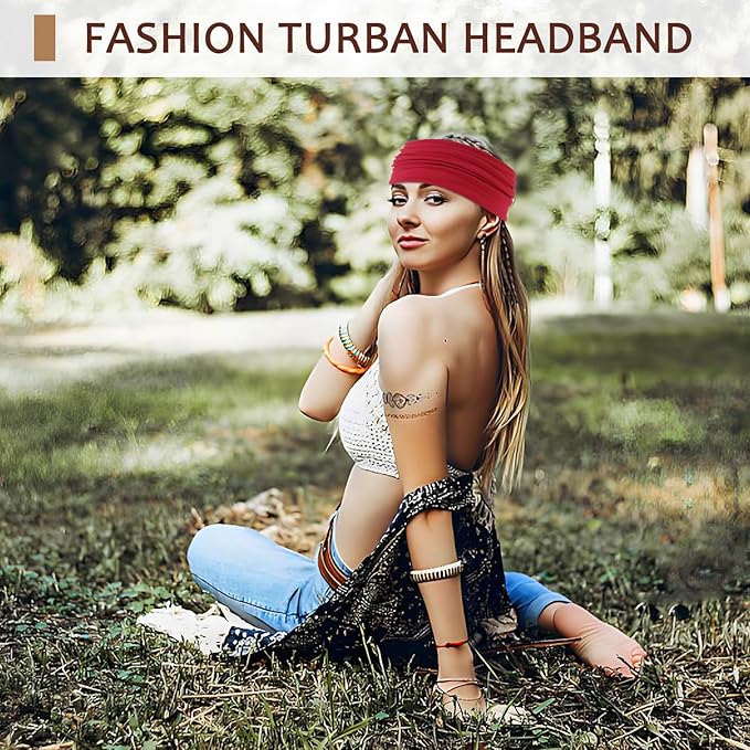 12 Pcs Stretchy Sport Headbands for Women,Absorbed Sport Headband Soft Twist Knotted Headbands for Yoga, Workout Daily Life