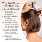 Kitsch Hair Ties No Damage - Strong, Stretchy Hair Bands | Soft Nylon Ponytail Holders, Snag-Free Rubber Bands, Perfect for Updos & Braids - Garden Bouquet | Ideal Gifts for Women, 8pcs