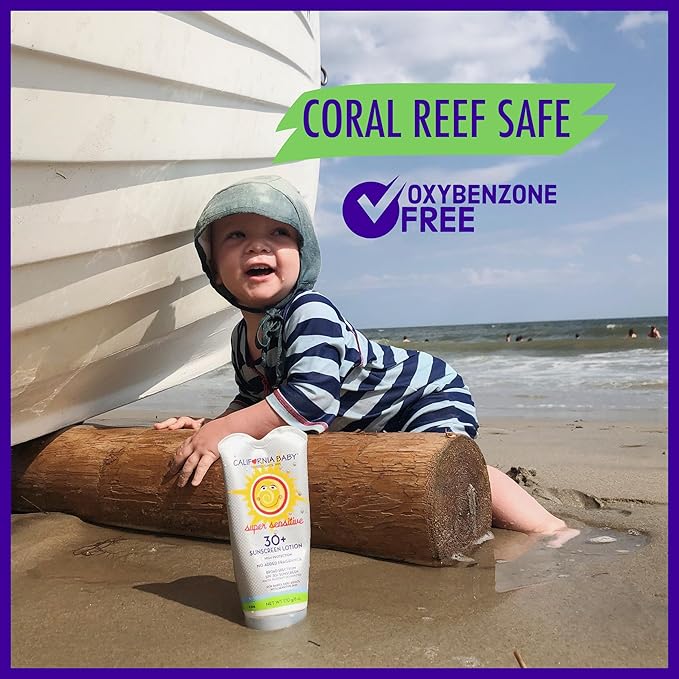 California Baby Super Sensitive SPF 30+ Sunscreen | Unscented | Mineral Based | Baby Sunscreen for Face + Body | Titanium Dioxide | 170 grams / 6oz