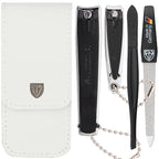 3 Swords Germany - Brand Quality 4 Piece Manicure Pedicure Grooming kit Set for Professional Finger & Toe Nail Care Tweezers File Clipper Fashion Leather case in Gift Box, Made by 3 Swords (02563)