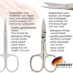 3 Swords Germany - brand quality 6 piece manicure pedicure kit set for professional finger & toe nail care with synthetic leather case - Made in Germany - brown