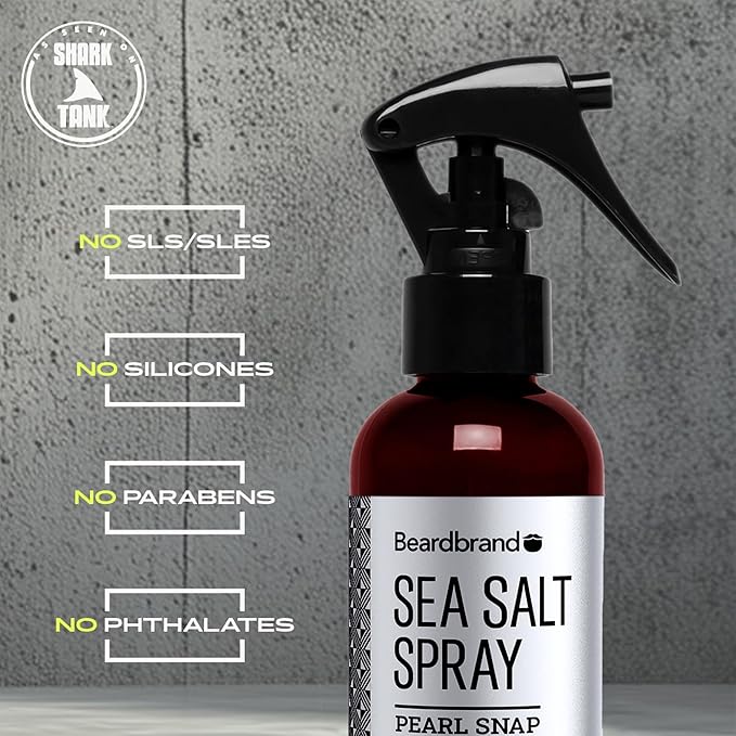 Beardbrand Sea Salt Spray for Men – Texturizing Hair Mist with Pearl Snap Scent | Adds Volume & Natural Matte Finish | Beach Waves, Lightweight Hold – 3.4 oz