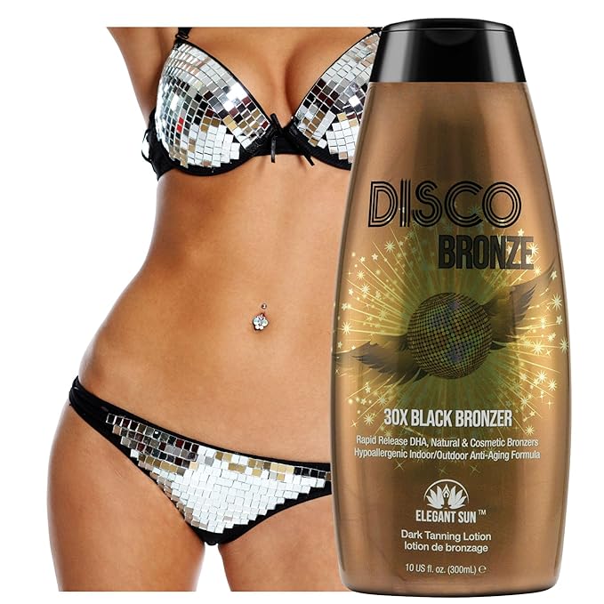 Disco Bronze Tanning Lotion with Bronzer – Bronzing Accelerator 30X DHA Indoor/Outdoor Tanning Bed Lotion for Men & Women, DHA Self Tanner, Skin Firming Ingredients, Hypoallergenic, Get Dark Fast