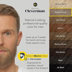 2X Pack Cleverman Hair & Beard Dye Kit for Men, All-in-One Reusable Mens Hair Color, Natural Gray Coverage, Ammonia-Free Beard Mustache Dye for Men (Medium Blond)