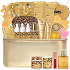 33 Pcs Honey & Almond Skin Care for Women, Spa Bath & Body Gift Set, Face Sheet Mask, Hydrogel Mask, Lip Gloss, Cosmetic Bag, Face Serum, Necklace, Cleanser, Valentine's Day, Anniversary, Birthday