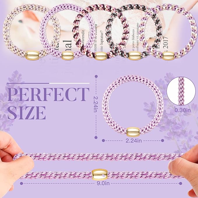 Hair Ties No Damage - 10PCS Ponytail Holders - Elastic Hair Ties for Thick Hair - Braided Hair Bands for Women Girls's Hair - Violet