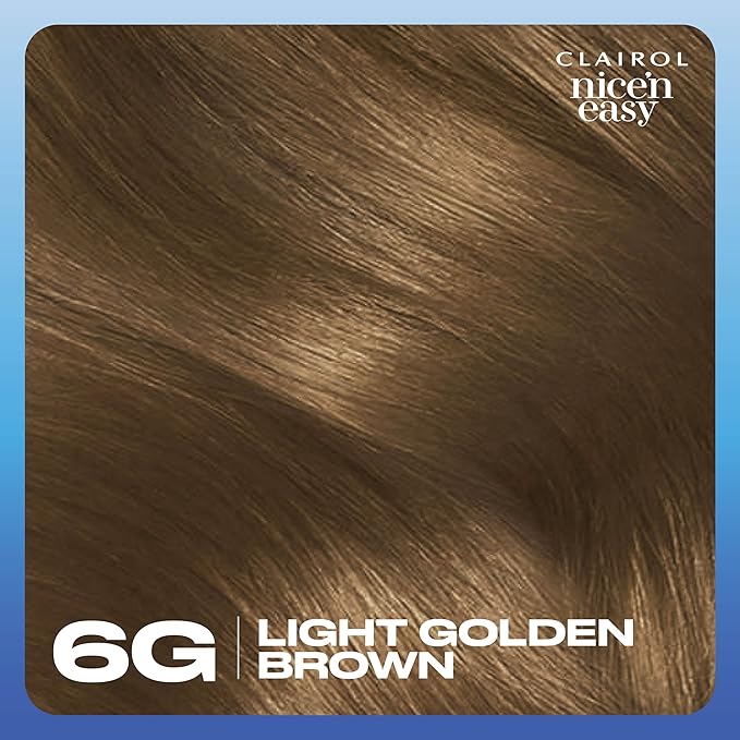 Clairol Nice'n Easy Permanent Hair Dye, 6G Light Golden Brown Hair Color, Pack of 1
