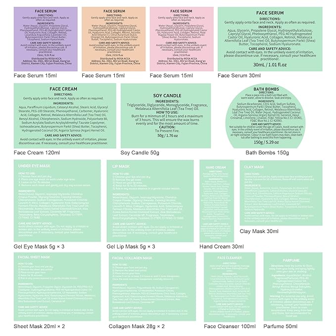 Christmas Gifts for Women, 33 Pcs Tea Tree Collagen Face Sheet Mask, Skin Care Gift, Self Care Kit Spa Gift Baskets, Necklace, Lip Gloss, Bath and Body Set, Face Serum, Mother Day, Birthday Present