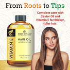 First Botany Vitamin E Castor Oil Encourages Hair Growth, Scalp & Hair Strengthening Serum, Nourishing Treatment for Split Ends, Dry Scalp, Safe for All Hair Types, 4 fl oz