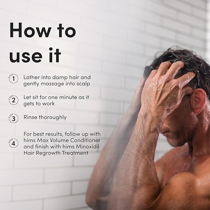 hims Max Volume Shampoo, 2 Pack - Volumizing Natural Shampoo for Men with Biotin - Adds Volume, Shine & Bounce - Citrus Spice - 2 x 6.4 fl oz