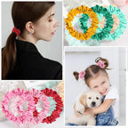 Pengxiaomei 12Pcs Satin Hair Scrunchies, Bright Colors Elastic Hair Bands Hair Accessories for Women Girls, Ideal Summer Wedding Gift