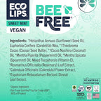 Vegan Lip Balm Sweet Mint by Eco Lips flavor 3 Pack Natural Bee Free with Candelilla Wax, Organic Cocoa Butter, & Coconut Oil Lip Care. 100% Plastic-Free Plant Pod Packaging - Made in USA