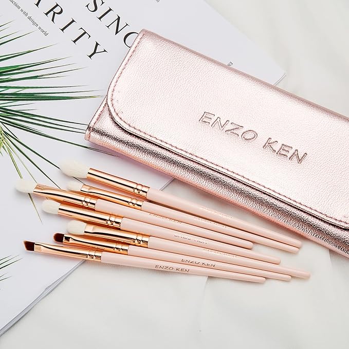 Natural Goat Hair Eye Shadow Brush Set Professional, Blending Eyeshadow Brush Set with Case, Small Nose Contour Brushes, Natural Hair Eyeshadow Brushes, Eye Brush, Eyeshadow Blending Brush.