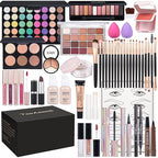 Makeup Set for Women Full Kit Includes, eyeshadow、 liquidfoundation,Loose powder,Eyebrow pencil,Lipstick Eye Pencil Makeup BrushesMakeup practice board 4-color lip gloss set