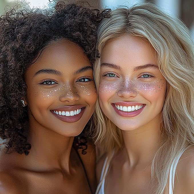 24PCS Glod and Sliver Glitter Freckles Face Tattoo, Gold Freckles Temporary Face Tattoos, Body Face Glitter for Women Girls, Waterproof Long-Lasting Party, Festival, Concert Makeup Accessories