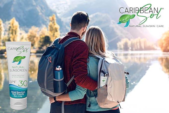 Caribbean Sol Natural Sunscreen SPF30, 4oz - Mineral, Coral Reef Safe Sunscreen Lotion for Body, Non-Nano Zinc Oxide Sunblock, Oxybenzone Free Sun Care, Minimal White Cast, For All Ages and Skin Types