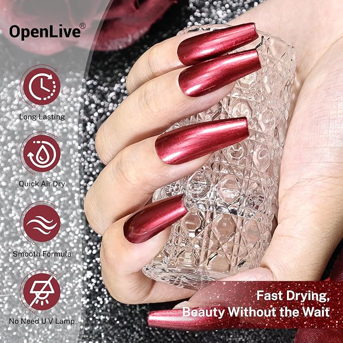 16.5ml Red Glitter Nail Polish Large Volume Quick Dry Nail Polish, Long Lasting Shine, Fingernail Toenail Nail Art DIY Home Travel Nail Art Gift