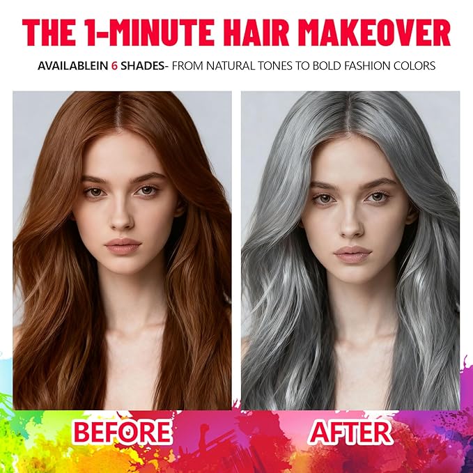 Temporary Silver Hair Color Spray & Wax | Non-Sticky, Natural Look | Washable One-Time Use Hair Dye for Halloween, Cosplay, Festivals | For Women, Men & Kids 120 ML
