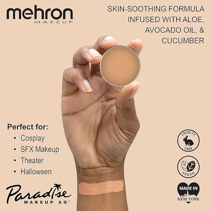 Mehron Makeup Paradise Makeup AQ Refill Size | Stage & Screen Performance, Face & Body Painting, Beauty, Cosplay, and Halloween | Water Activated Face Paint, Body Paint .25 oz (7 ml) (Felou)