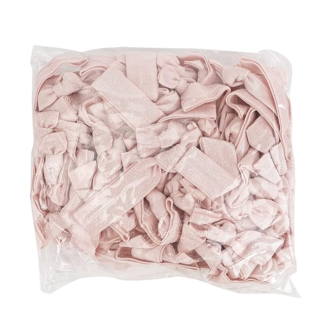 MEEDEE Rose Gold Hair Ties for Women - No Crease Soft Knotted Ribbon Ties, Damage-Free for Ponytails, Yoga, and Bracelets (100 Pack)