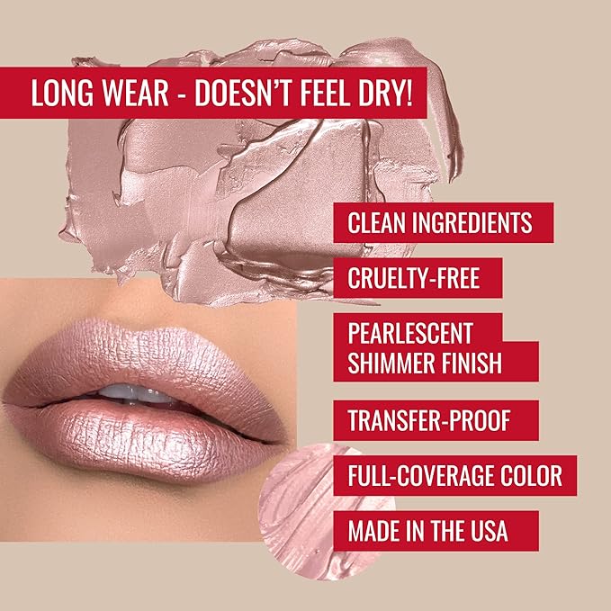 Runway Rogue ‘Soft Box’ Nude-Pink Pearl Glam Shimmer Long Wear Liquid Lipstick Bundle with ‘Spotlight’ Matte Light-Beige Designer Liner Lip Liner