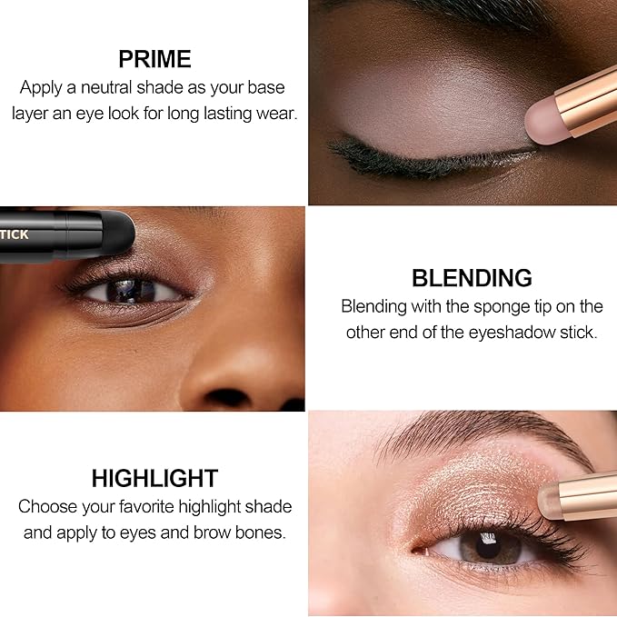 FV Cream Shimmer Eyeshadow Stick，Long Lasting & Waterproof, Multi-Use & High Pigment Eyeshadow Makeup Stick, Amethyst Shimmer