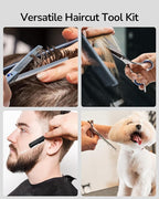 ULG Hair Cutting Scissors Thinning Shears Kit Professional Hairdressing Texturizing Salon Razor Edge Scissor Barber Kit Plus 6.5 inch Silver