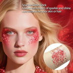 MEICOLY Red Face Body Glitter Stick,Hair Glitter Stick for Women,Sparkle Chunky Glitter Makeup for Halloween Mardi Gras,Waterproof Face Glitter for Party Rave Festival