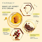 Farmacy Wake Up Honey Vitamin C Eye Cream - Brightening Under Eye Cream for Dark Circles + Puffiness - Enriched with Cranberry Peptide to Smooth Wrinkles Over Time (15ml)
