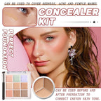 12 Colors Correcting Concealer Palette Kit with Brush,Cream Makeup Contour Palette for All Skin Type,Color Corrector Concealer Foundation Palette for Conceals Dark Circles & Blemish