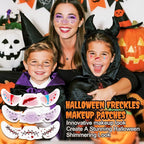 24pcs Halloween Freckles Makeup Patches Face Glitter Speckles, Costumes for Women, Halloween Temporary Face Tattoo Glitter Freckles, Halloween Accessories for Woman ＆ Kids