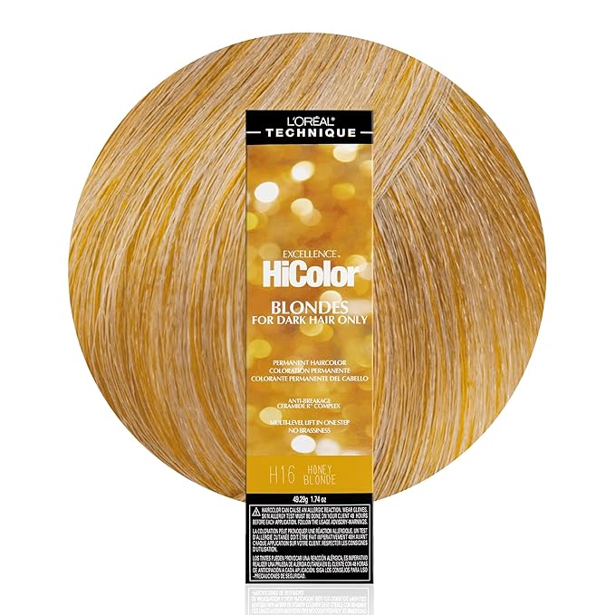 L'OREAL TECHNIQUE HiColor Browns & Blondes Permanent Hair Color - Lifts Dark Hair in One Step Leaving No Brassiness, Rich and Smooth Creme Formula, Intense & Long-Lasting, H16 Honey Blonde