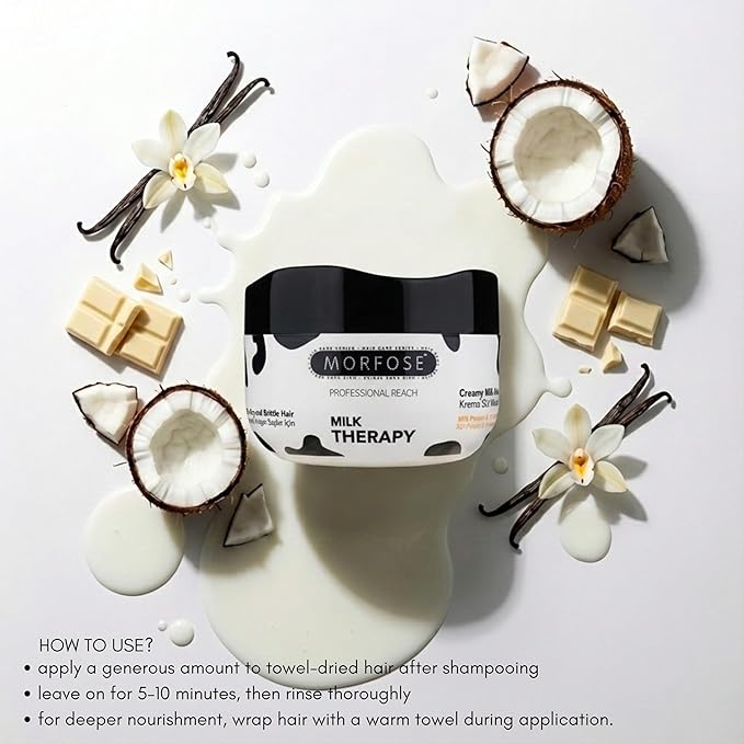 Morfose Professional Hair Mask for Dry, Damaged, or Brittle Strands 16.9 Fl oz (Milk Therapy)