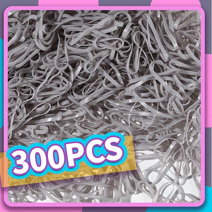 Teenitor Hair Elastics,Rubber Bands for Hair, Elastics for Hair,Elastic Hair Bands,300pcs,Gray