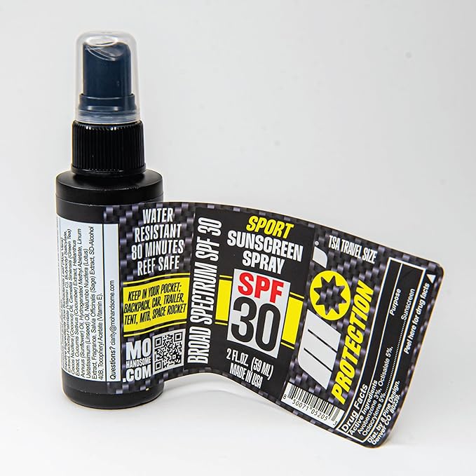 Mo’ Handsome Sport Sunscreen Spray SPF 30-2 Pack - Broad Spectrum, Reef Safe, Water Resistant (80 min), TSA Travel Size, Made in USA