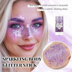 DAGEDA Dark Purple Body Glitter Stick,Sparkly Face Glitter Makeup,Holographic Hair Glitters Mermaid Makeup Rave Outfits for Women, Shimmer Face Paint Stick Singer Concert Accessories