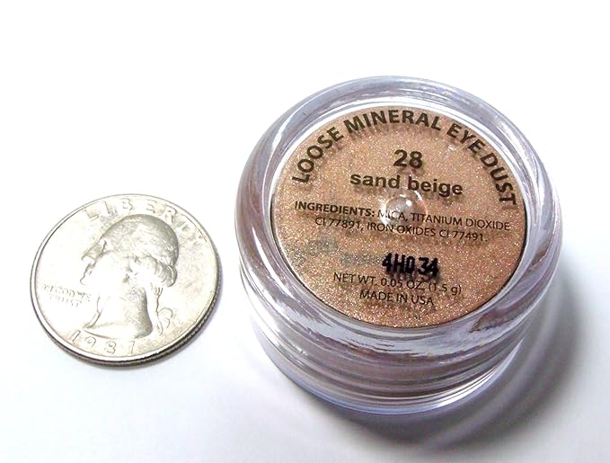 Sand Beige Nude Naked Gold Goddess Glam Shimmer Loose Eyeshadow Powder Pigment, Single Glitter Mineral Dust Jar Pot; Talc, Paraben & Cruelty Free, No Animal Testing