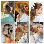 3.5 Inch Medium Hair Claw Clips 6 Pack Hair Clips for Women Square Rectangle Claw for Hair Banana Jaw Clips Hair Accessories for Girls (Orange)