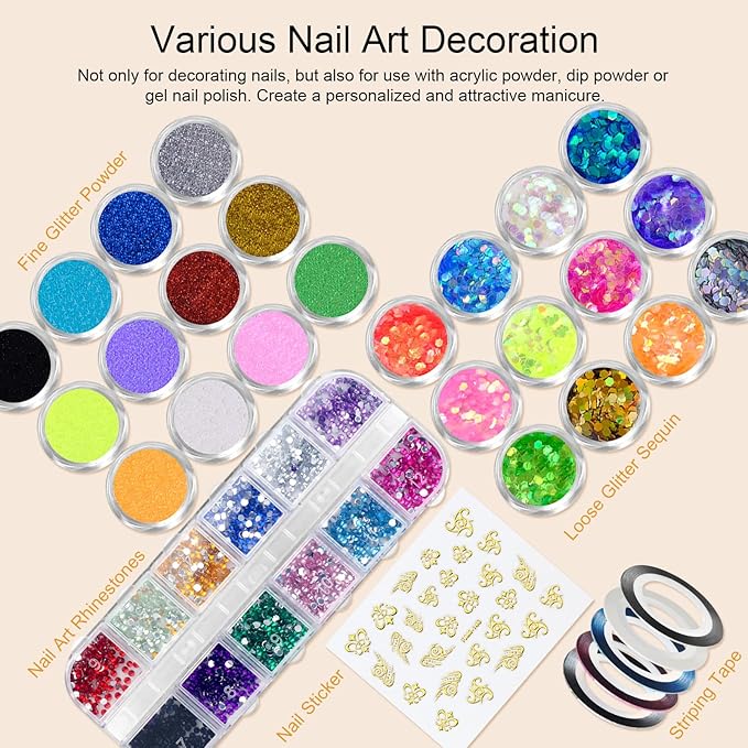 SAVILAND Acrylic Nail Kit with Drill: Nail Kit for Beginners with Everything Professional All-In-1 Acrylic set Gel Polish U V Light Full Tools DIY Salon Home Gift Set