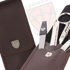 3 Swords Germany - brand quality 3 piece manicure pedicure grooming kit set for professional finger & toe nail care scissors tool genuine leather case in gift box, Made in Solingen Germany