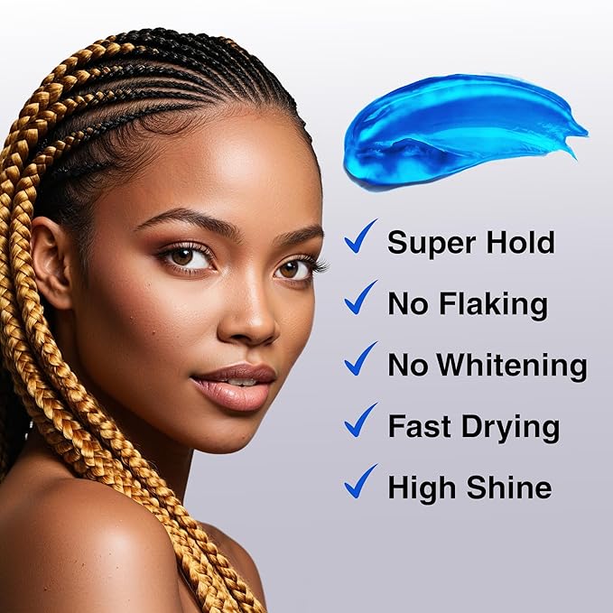KOOL Braiding Gel Maximum Hold for LOC & Twist - No Flaking, No Whitening, Fast Drying, High Shine, Cool & Refreshing, Long Lasting Hold (15 oz)