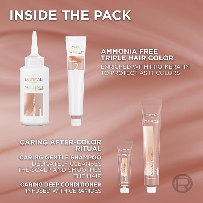 L’Oreal Paris Excellence Universal Nudes Permanent Hair Color, Ammonia Free Hair Dye for Gray Hair Coverage, 9N Natural Light Blonde, 1 Hair Dye Kit