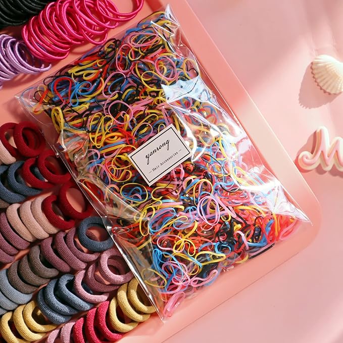 Hair Accessories Set - Scrunchies, Traceless Hair Ropes, Ties, Ponytail Holders, Rubber Bands for Girls, Women, Baby, and Kids (Deep Color, 2155 PCS)
